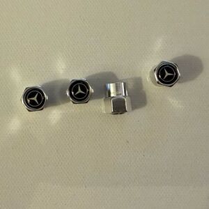 Mercedes Benz Valve Stem Caps in Silver Set of 4 NWT